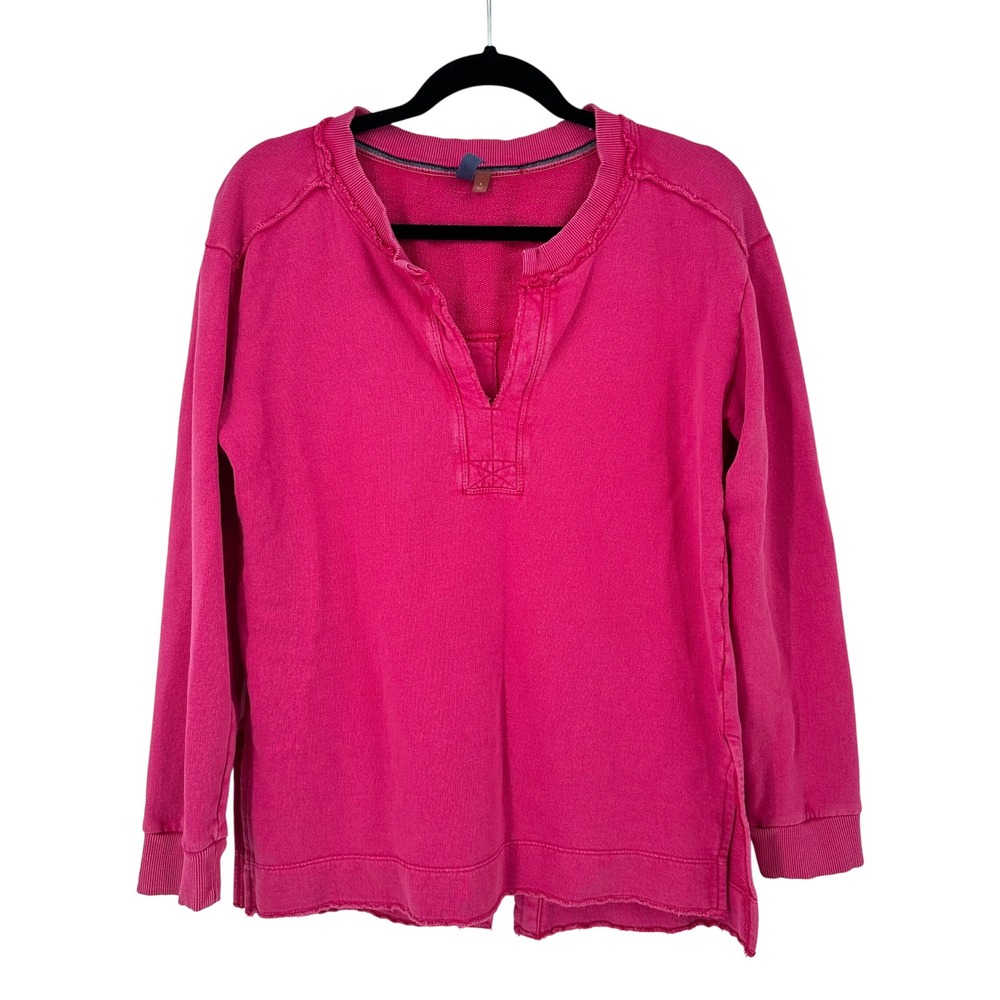 Pilcro Small Pink V Neck Long Sleeve Sweatshirt Pullover Top Antho Sunwash‎